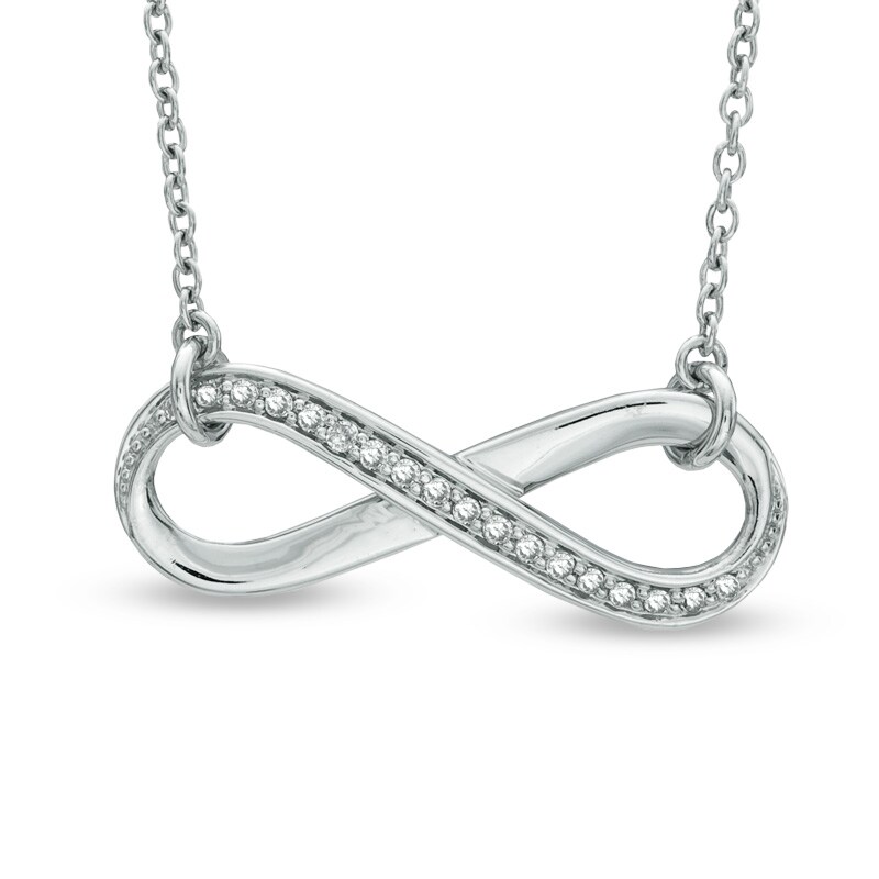 1/10 CT. T.W. Diamond Sideways Infinity Necklace in Sterling Silver