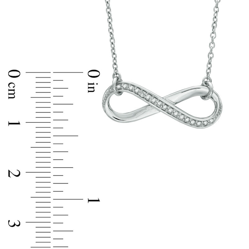 Main Image 2 of 1/10 CT. T.W. Diamond Sideways Infinity Necklace in Sterling Silver
