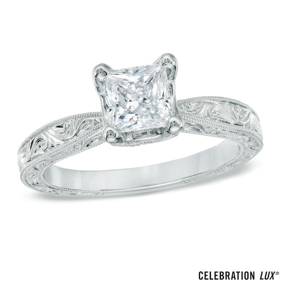 Celebration Lux® 1 CT. T.w. Princess-Cut Certified Diamond Engagement Ring in 18K White Gold (H-Si2)