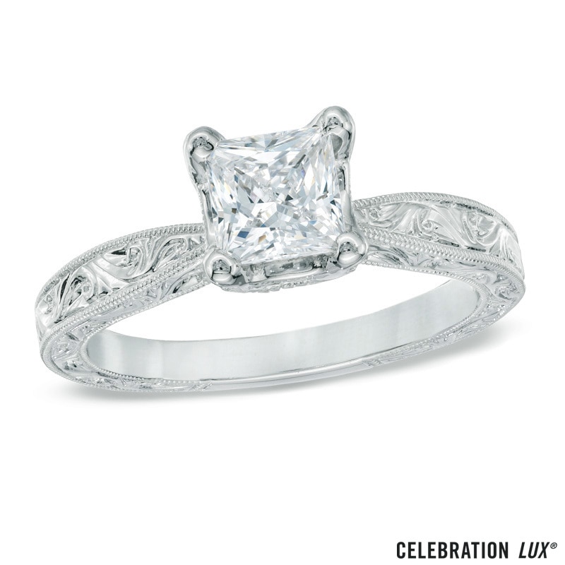 Celebration Lux® 1 CT. T.W. Princess-Cut Diamond Engagement Ring in 14K White Gold (H-SI2)