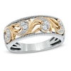 Thumbnail Image 0 of 1/8 CT. T.W. Diamond Vintage-Style Scroll Band in 10K Two-Tone Gold