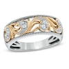 Thumbnail Image 1 of 1/8 CT. T.W. Diamond Vintage-Style Scroll Band in 10K Two-Tone Gold