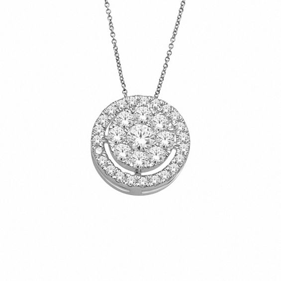 1/2 CT. T.w. Diamond Cluster Frame Pendant in 10K White Gold