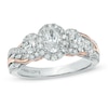 Thumbnail Image 0 of Vera Wang Love Collection 1 CT. T.W. Oval Diamond Three Stone Engagement Ring in 14K Two-Tone Gold