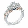 Thumbnail Image 1 of Vera Wang Love Collection 1 CT. T.W. Oval Diamond Three Stone Engagement Ring in 14K Two-Tone Gold