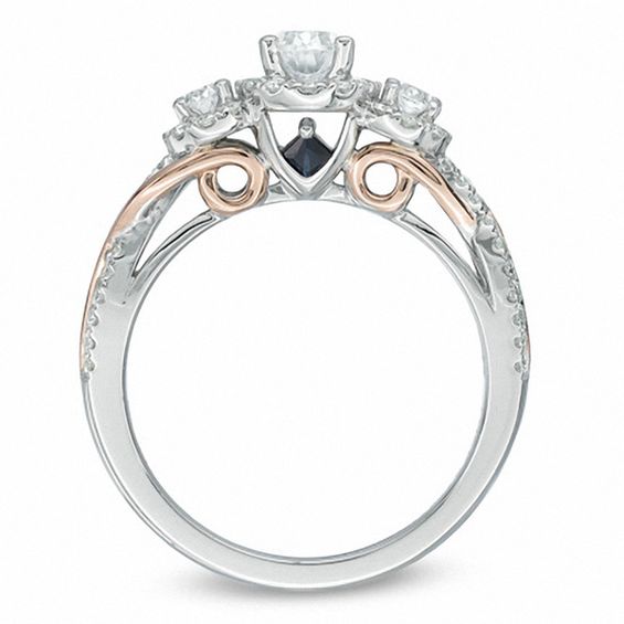 Vera Wang Love Collection 1 CT. T.w. Oval Diamond Three Stone Engagement Ring 14K Two-Tone Gold
