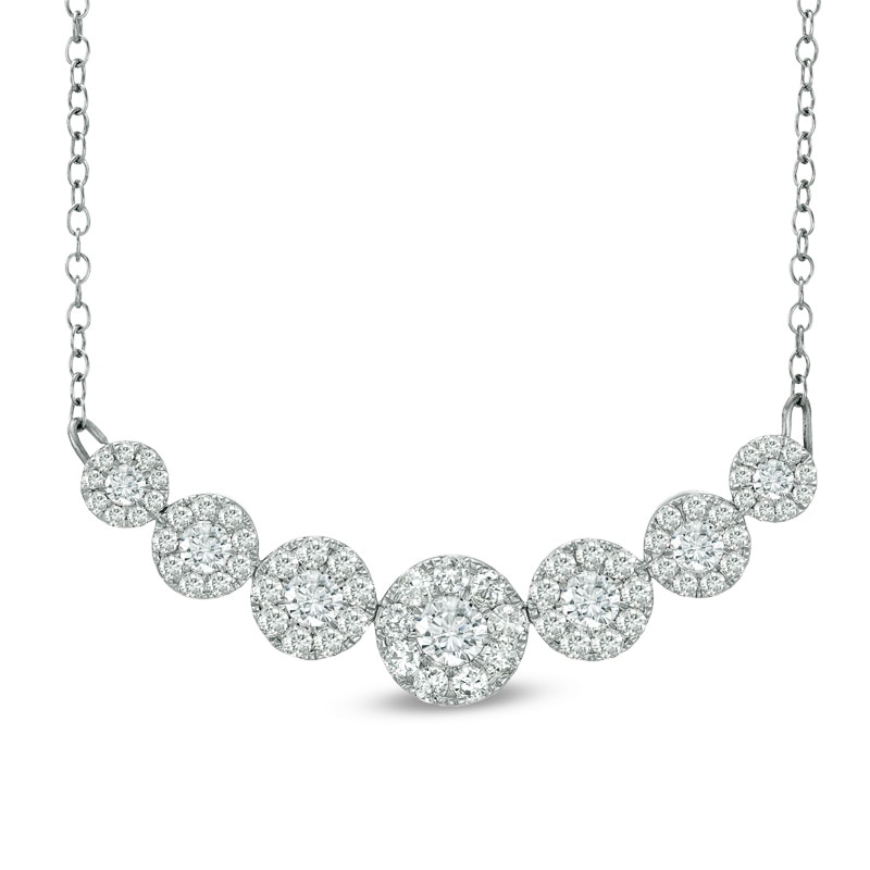 Main Image 1 of 1 CT. T.W. Diamond Seven Stone Frame Necklace in 10K White Gold