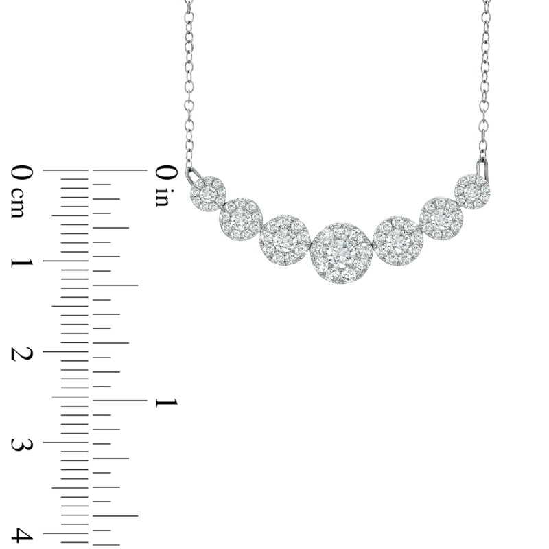 Main Image 2 of 1 CT. T.W. Diamond Seven Stone Frame Necklace in 10K White Gold