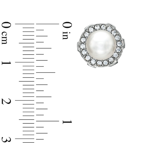 AVA Nadri Simulated Pearl and Crystal Earrings in White Rhodium Brass
