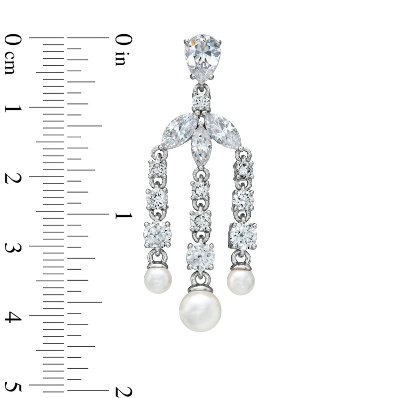 Main Image 2 of AVA Nadri Simulated Pearl and Cubic Zirconia Chandelier Earrings in White Rhodium Brass