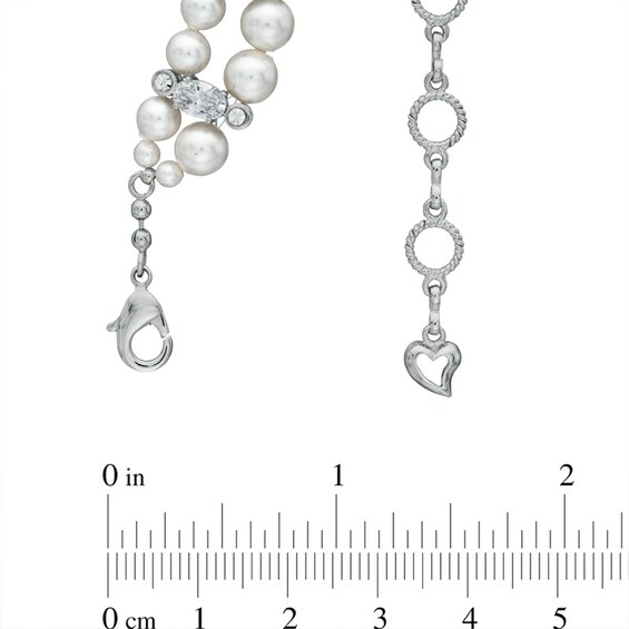 AVA Nadri Simulated Pearl and Cubic Zirconia Necklace in White Rhodium Brass - 16"