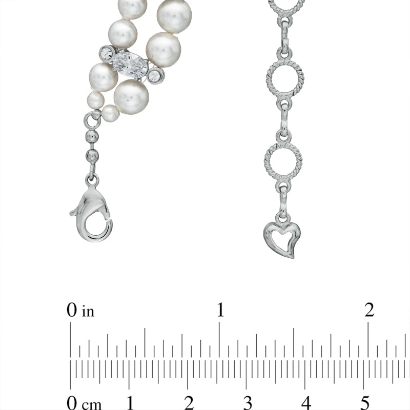 Main Image 2 of AVA Nadri Simulated Pearl and Cubic Zirconia Necklace in White Rhodium Brass - 16"