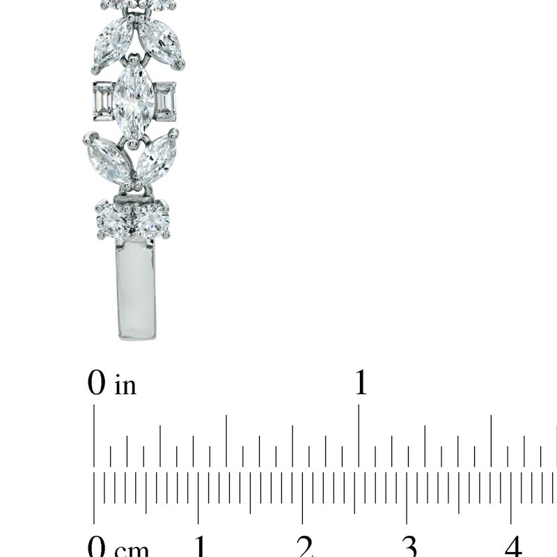 Main Image 2 of AVA Nadri Cubic Zirconia Leaf Line Bracelet in White Rhodium Brass - 7.5"