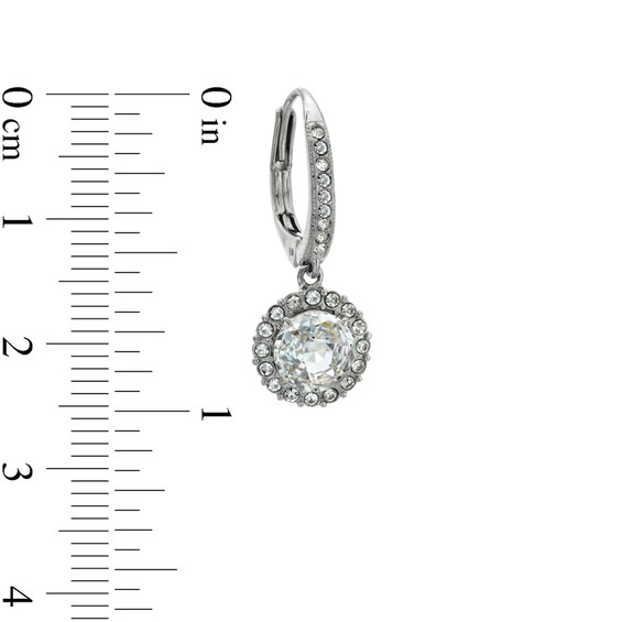 AVA Nadri Cubic Zirconia and Crystal Frame Drop Earrings in White Rhodium Brass