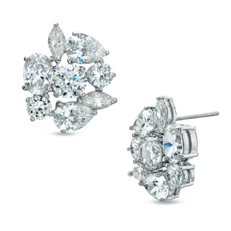 Main Image 1 of AVA Nadri Cubic Zirconia Earrings in White Rhodium Brass