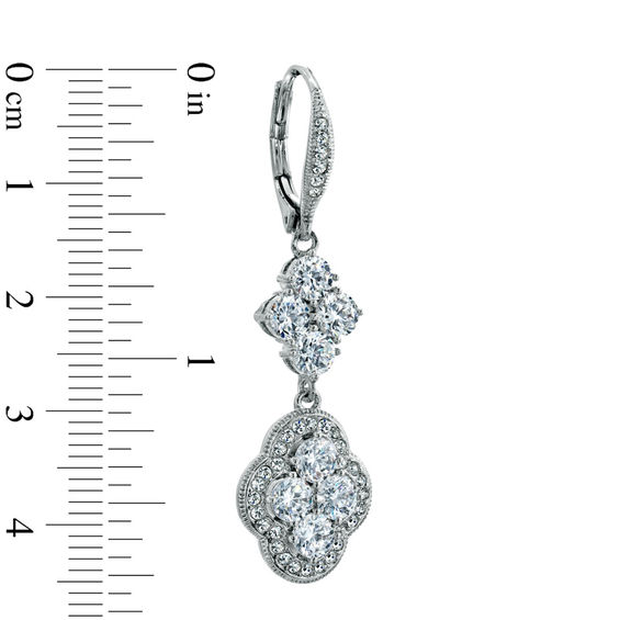 AVA Nadri Cubic Zirconia and Crystal Floral Earrings in White Rhodium Brass