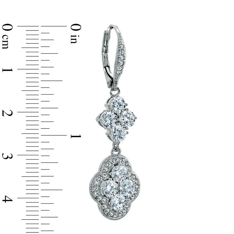 Main Image 2 of AVA Nadri Cubic Zirconia and Crystal Floral Earrings in White Rhodium Brass