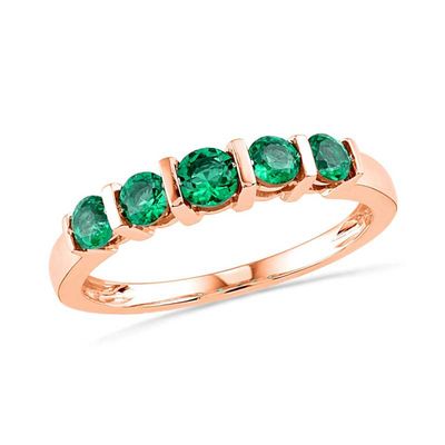 18K Real Gold Natural Emerald 7-stone Eternity Ring 10K R302 Genuine 9K 