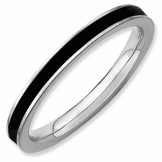 Stackable Expressionsâ¢ 2.25mm Black Enamel Ring Sterling Silver