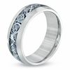 Thumbnail Image 1 of Men's 8.0mm Comfort Fit  Scrolled Wedding Band in Stainless Steel