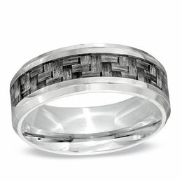8.0mm Comfort Fit Grey Carbon Fiber Stainless Steel Wedding Band