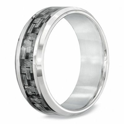 Details about   Stainless Steel Polished with Grey Carbon Fiber Inlay 8 MM Wedding Band 