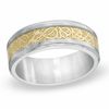 Thumbnail Image 1 of 8.0mm Comfort Fit Two-tone Stainless Steel Filigree Wedding Band