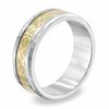 Thumbnail Image 2 of 8.0mm Comfort Fit Two-tone Stainless Steel Filigree Wedding Band