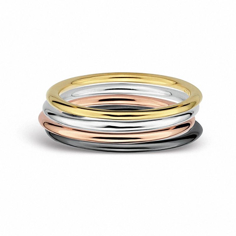 Main Image 2 of Stackable Expressions™ 1.5mm Polished Ring in Sterling Silver and 18K Gold Plate