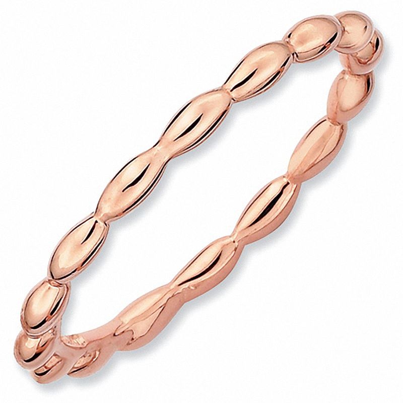 Stackable Expressions™ 1.5mm Rice Bead Ring in Sterling Silver and 18K Rose Gold Plate
