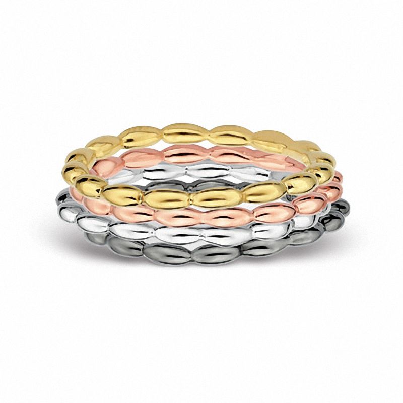 Main Image 2 of Stackable Expressions™ 1.5mm Rice Bead Ring in Sterling Silver and 18K Rose Gold Plate