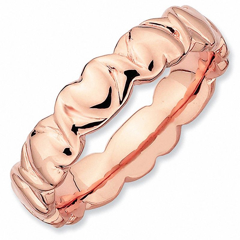 Main Image 1 of Stackable Expressions™4.25mm Hearts Ring in Sterling Silver and 18K Rose Gold Plate