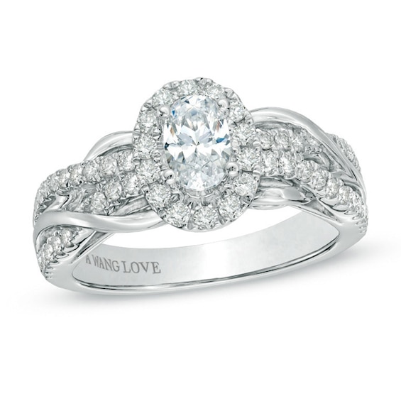 Vera Wang Love Collection 1 CT. T.w. Oval Diamond Loose Braid Engagement Ring 14K White Gold