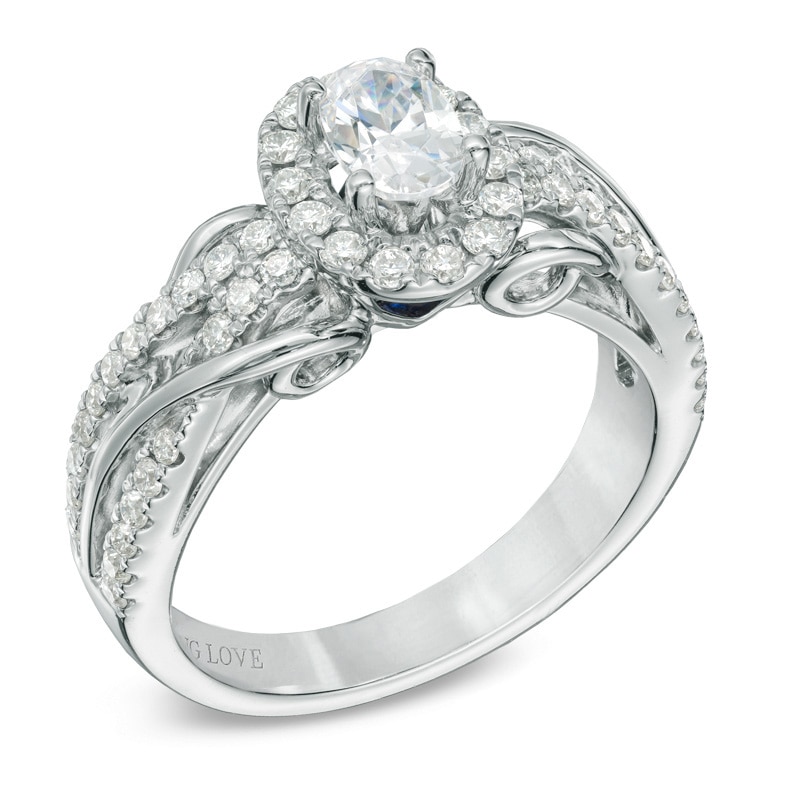 Vera Wang Love Collection 1 CT. T.W. Oval Diamond Loose Braid Engagement Ring in 14K White Gold