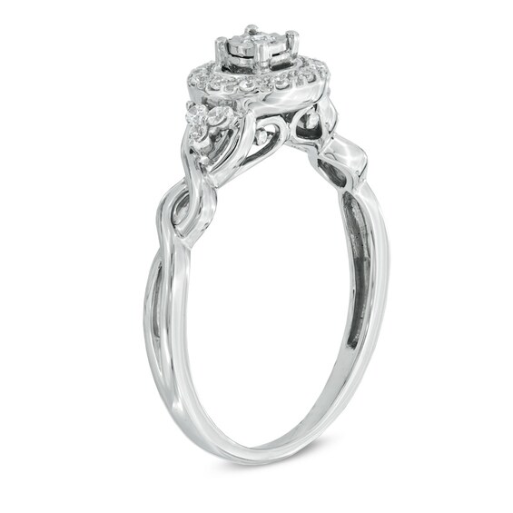 Cherished Promise Collectionâ¢ 1/8 CT. T.w. Diamond Frame Twist Promise Ring in 10K White Gold