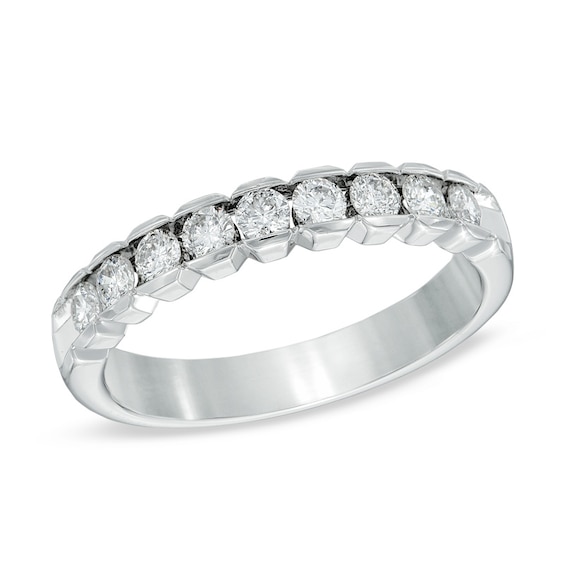 1/2 CT. T.w. Diamond Scallop Edge Anniversary Band in 14K White Gold