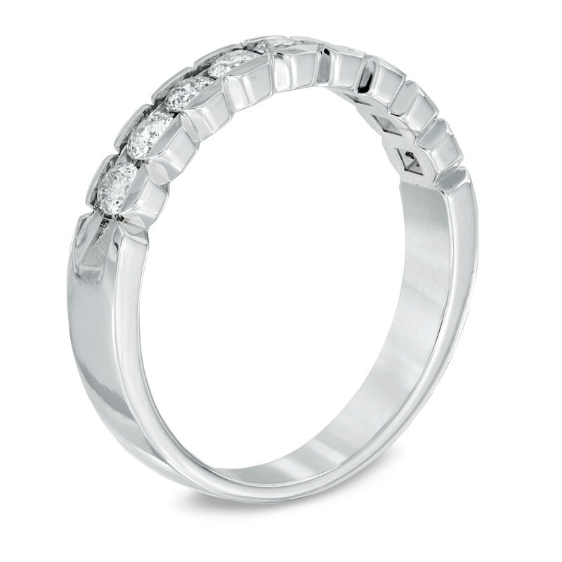 Main Image 2 of 1/2 CT. T.W. Diamond Scallop Edge Anniversary Band in 14K White Gold