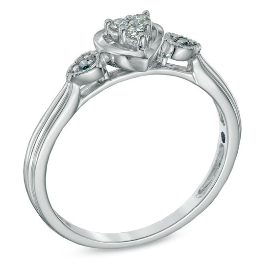 Cherished Promise Collectionâ¢ 1/20 CT. T.w. Enhanced Blue and White Diamond Heart Ring in Sterling Silver
