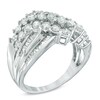 Thumbnail Image 1 of 2 CT. T.W. Diamond Cluster Crossover Ring in 10K White Gold