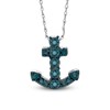 Thumbnail Image 0 of TEENYTINY® Enhanced Blue Diamond Accent Anchor Pendant in Sterling Silver - 17"