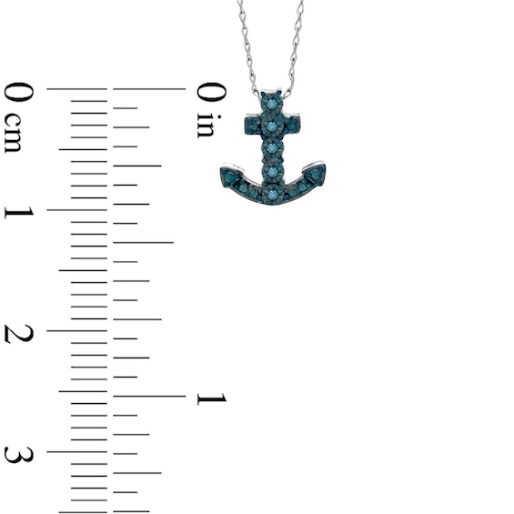 TeenytinyÂ® Enhanced Blue Diamond Accent Anchor Pendant in Sterling Silver - 17"