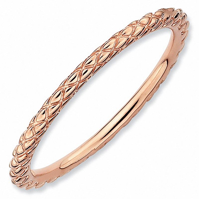 Main Image 1 of Stackable Expressions™ 1.5mm Criss-Cross Ring in Sterling Silver and 18K Rose Gold Plate