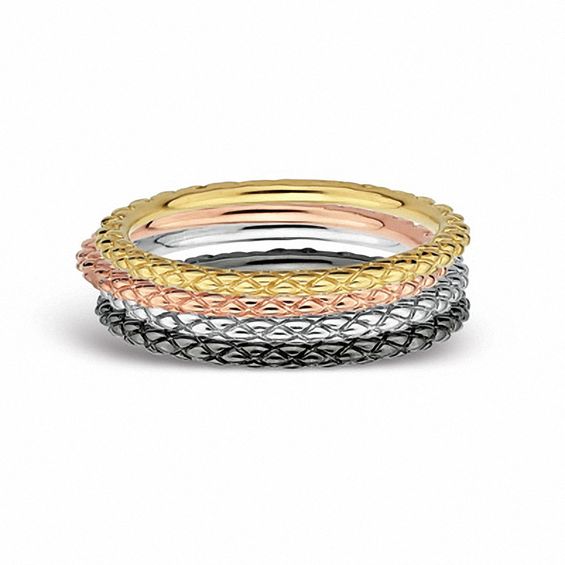 Stackable Expressionsâ¢ 1.5mm Criss-Cross Ring in Sterling Silver and 18K Rose Gold Plate