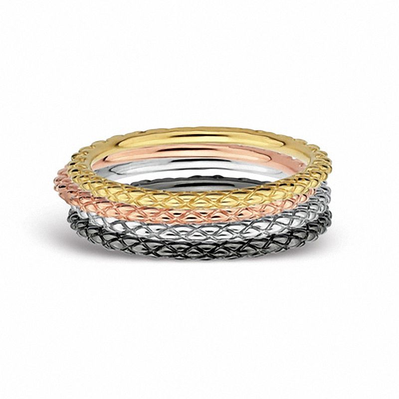 Main Image 2 of Stackable Expressions™ 1.5mm Criss-Cross Ring in Sterling Silver and 18K Rose Gold Plate