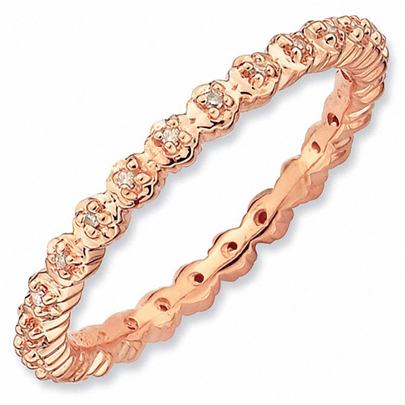 Stackable Expressions™ Diamond Accent Classic Eternity Band in Sterling Silver and 18K Rose Gold Plate