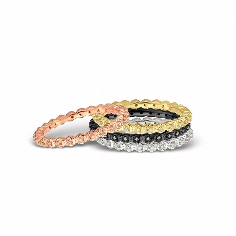 Stackable Expressions™ Diamond Accent Classic Eternity Band in Sterling Silver and 18K Rose Gold Plate