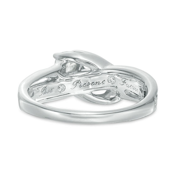 1 CT. T.w. Diamond Three Stone Slant Engagement Ring in 14K White Gold