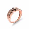 Thumbnail Image 2 of 1/4 CT. T.W. Champagne and White Diamond Bypass Ring in 10K Rose Gold