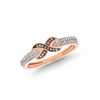 Thumbnail Image 0 of 1/5 CT. T.W. Champagne and White Diamond "X" Ring in 10K Rose Gold