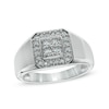 Thumbnail Image 0 of Men's 1/8 CT. T.W. Diamond Square Frame Ring in Sterling Silver